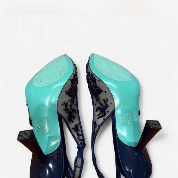 Betsey Johnson Navy Blue Embellished Heels - Picture 6 of 6